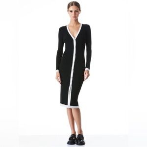 NWT! Alice + Olivia, Black and White Button-Down sweater Dress, size xs